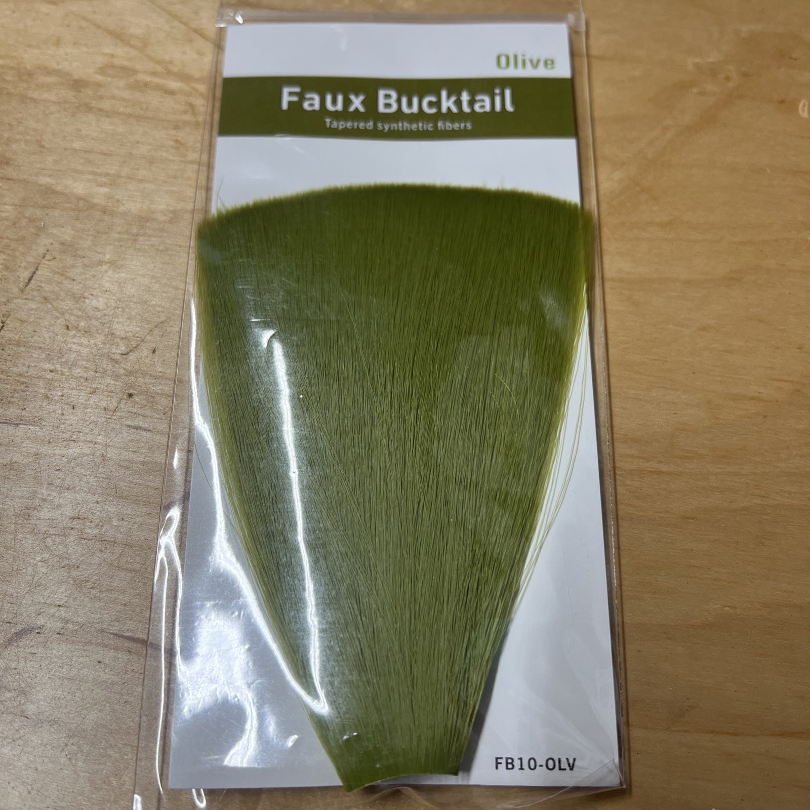 Faux Bucktail OLIVE GREEN - Fly Tying Hair Tapered Synthetic Fibers