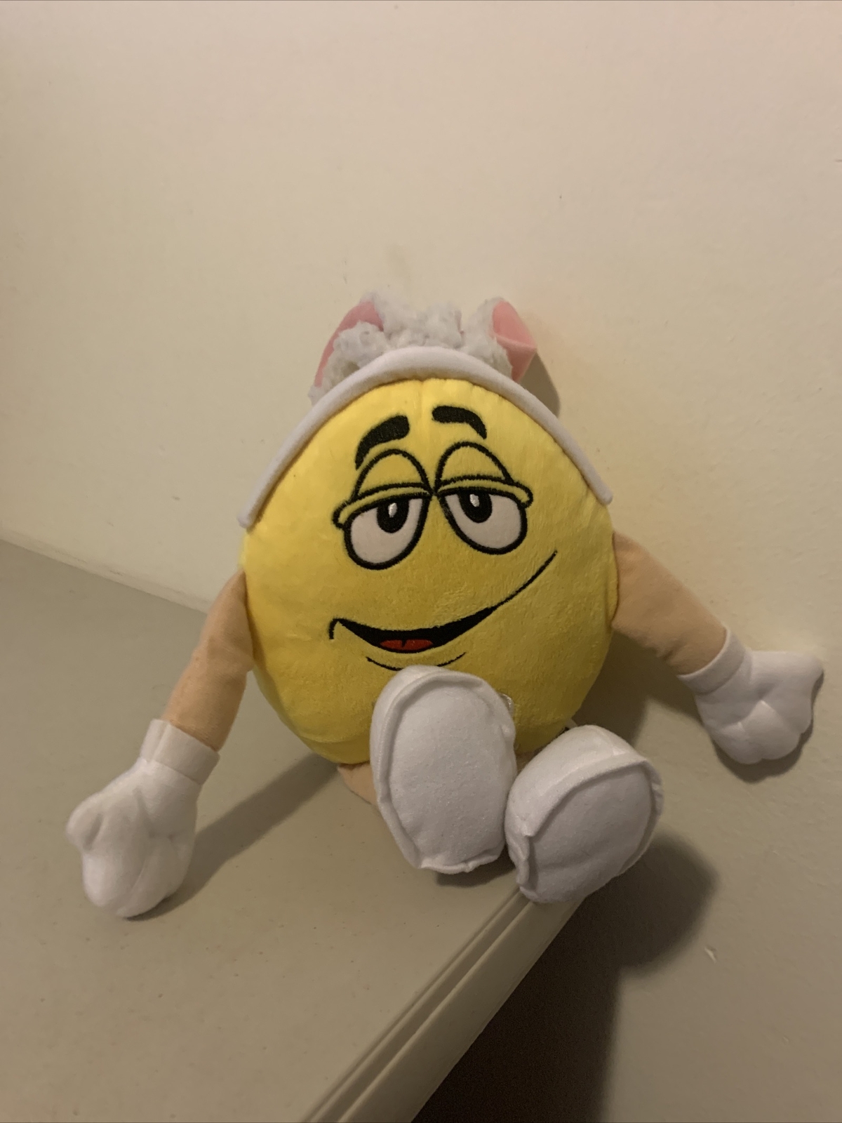 M & M’s Brand Plush Toy Yellow M&M 12” With Bunny Ears 2014 Toy Factory