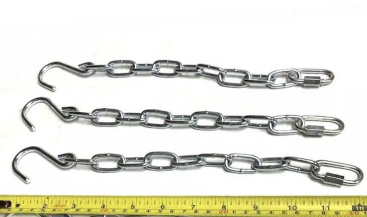 3-Pk Chain w/ Hook & Quick Link 1/8" Thick x 12" L Hanging Basket Flower Pot