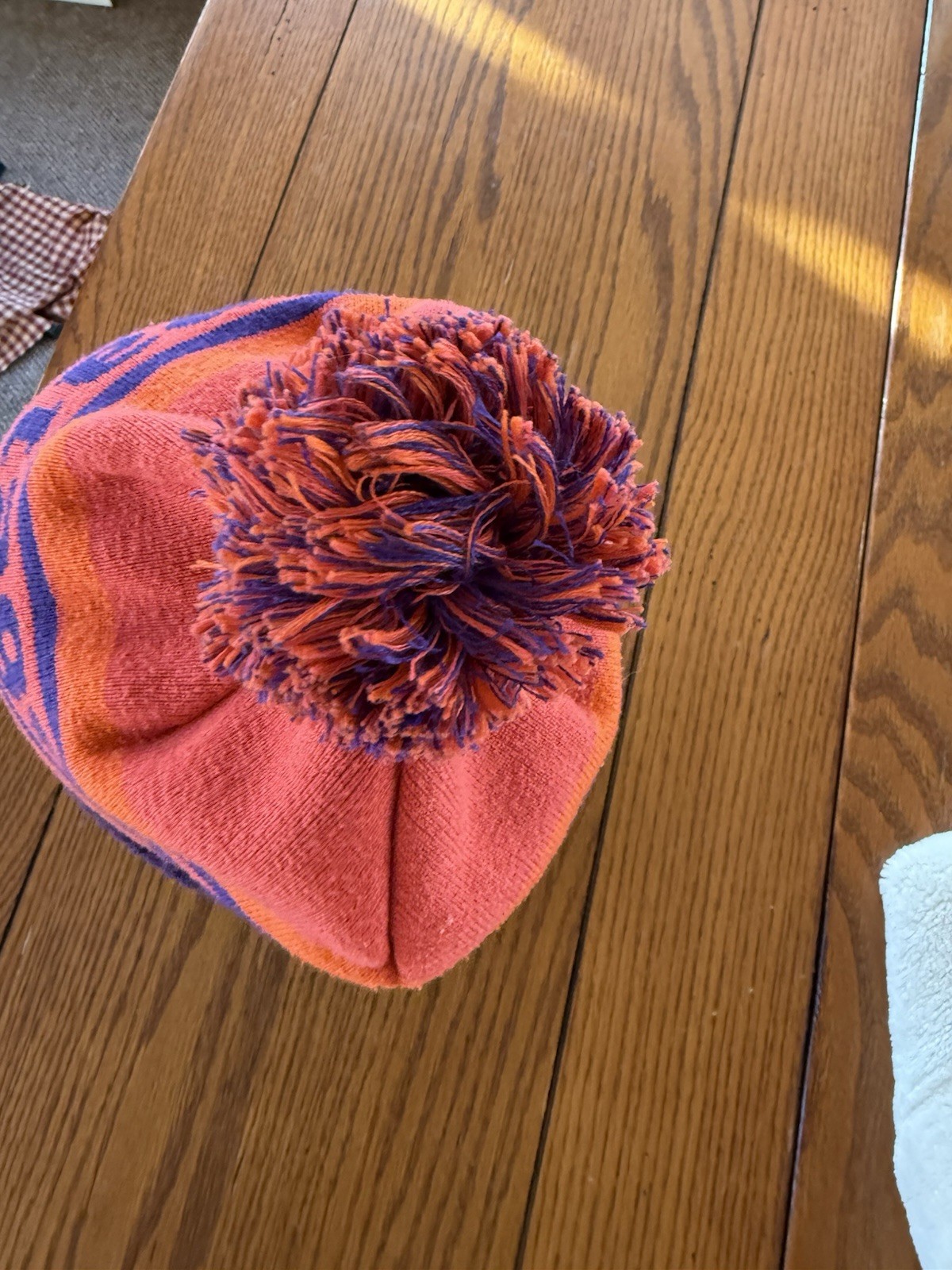 Patagonia Purple & Orange Double Layer Pom Pom Beanie Hat One Size