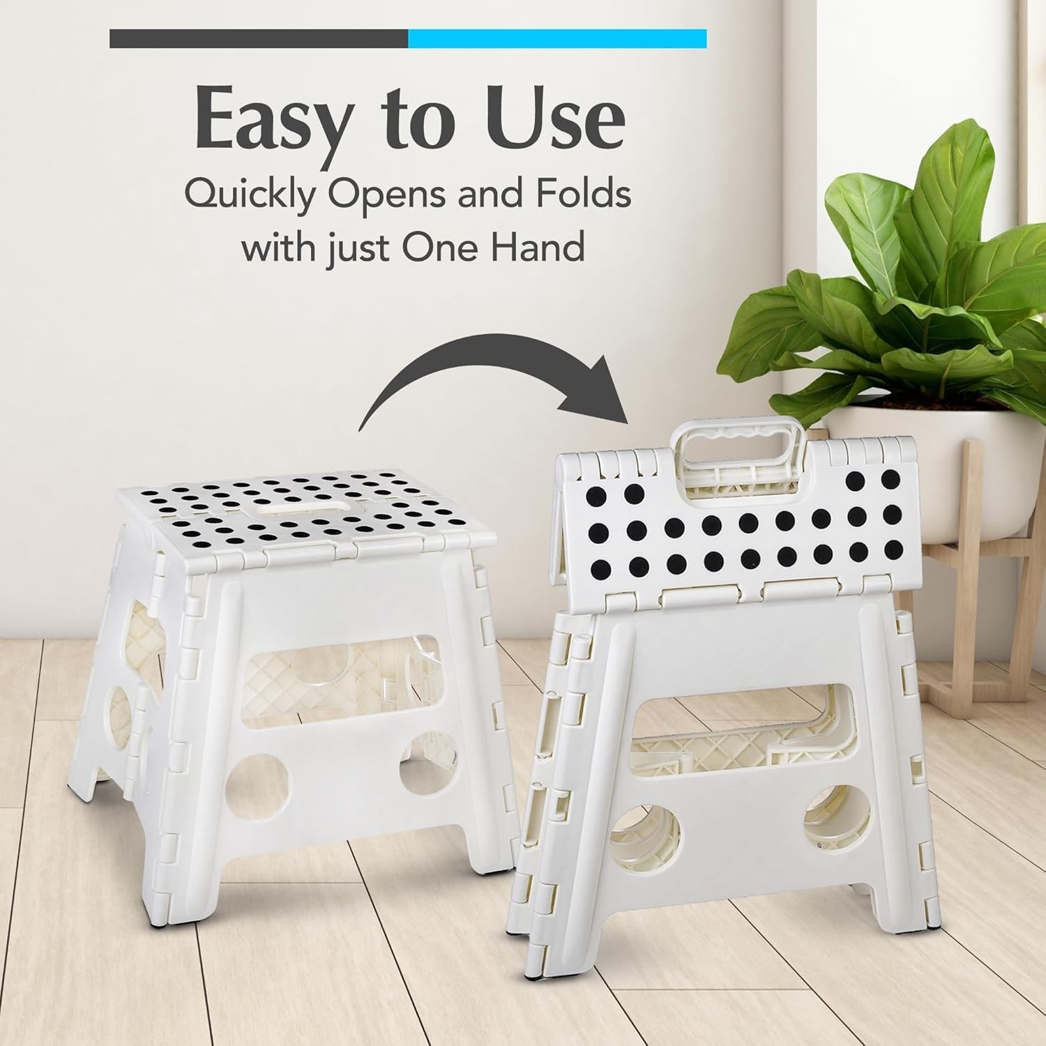 Folding Lightweight Step Stool Sturdy Enough to Support Adults & Safe Enough