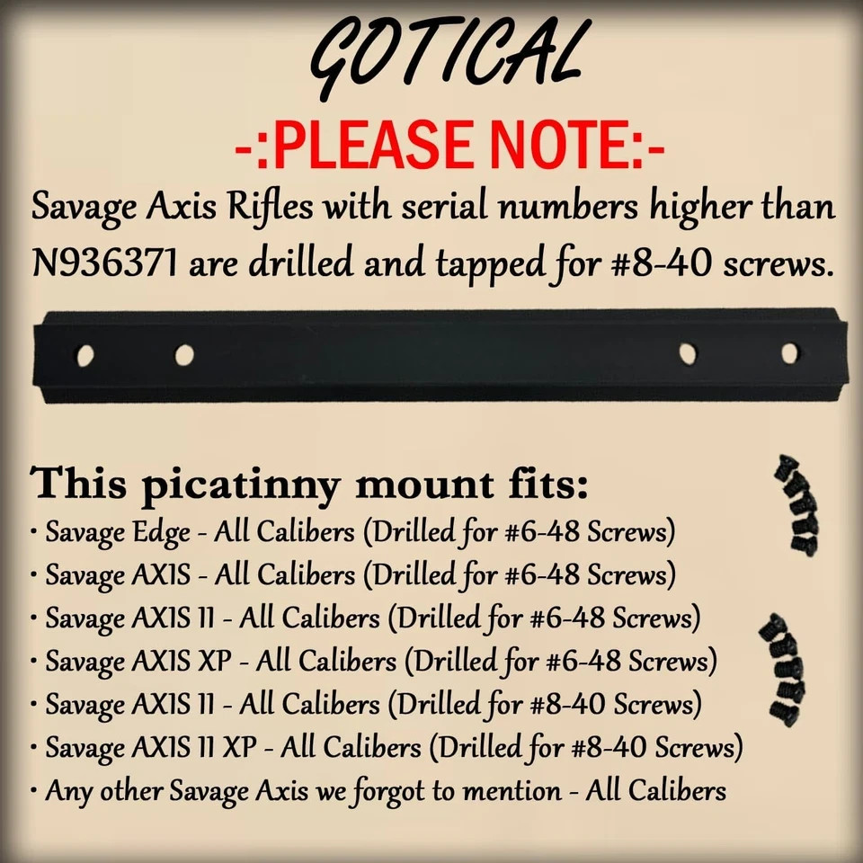 Compatibility Picatinny Rail Mount Built Specifically for Savage Axis/Axis Ii/Ed