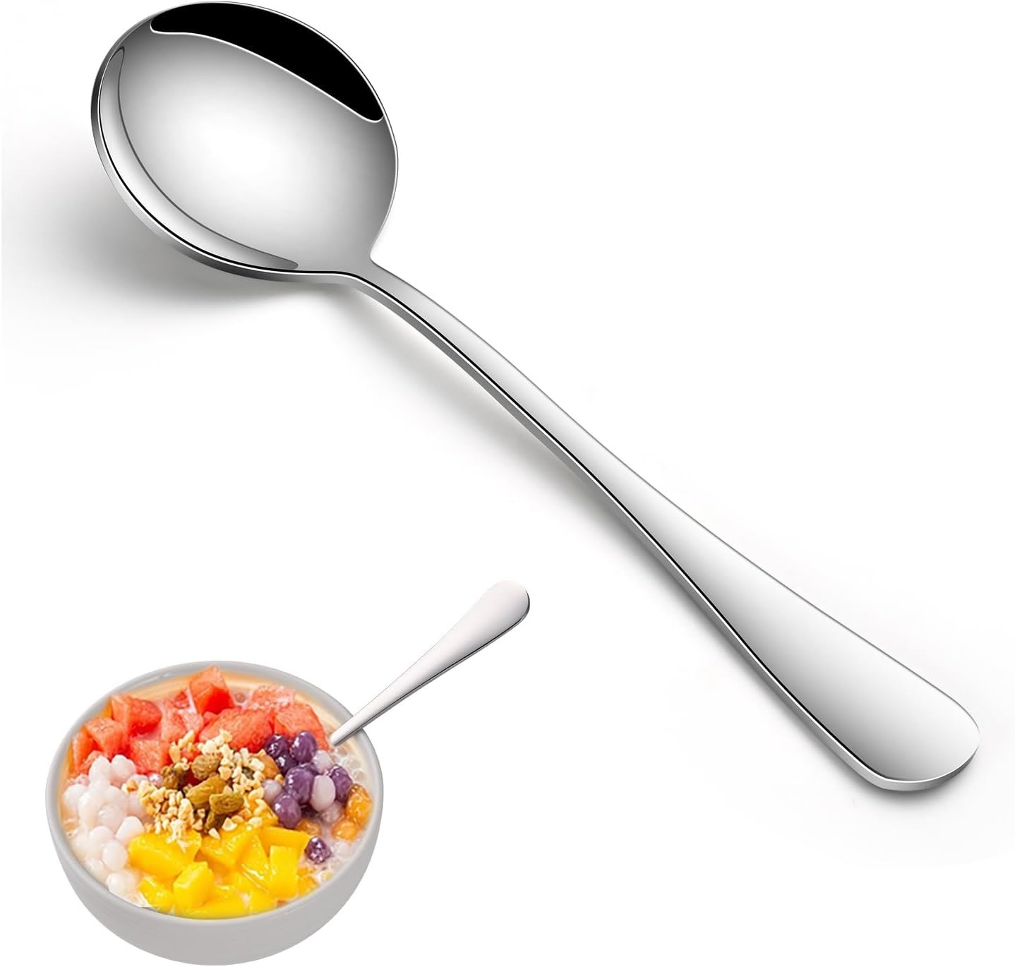 8-Piece Premium Stainless Steel Soup Spoons Set – Heavy-Weight Flatware for Soup