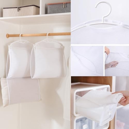 2 Pack Bed Pillows Drying Rack Plush Doll Dryer Rack Hanger Organizer Mesh Net