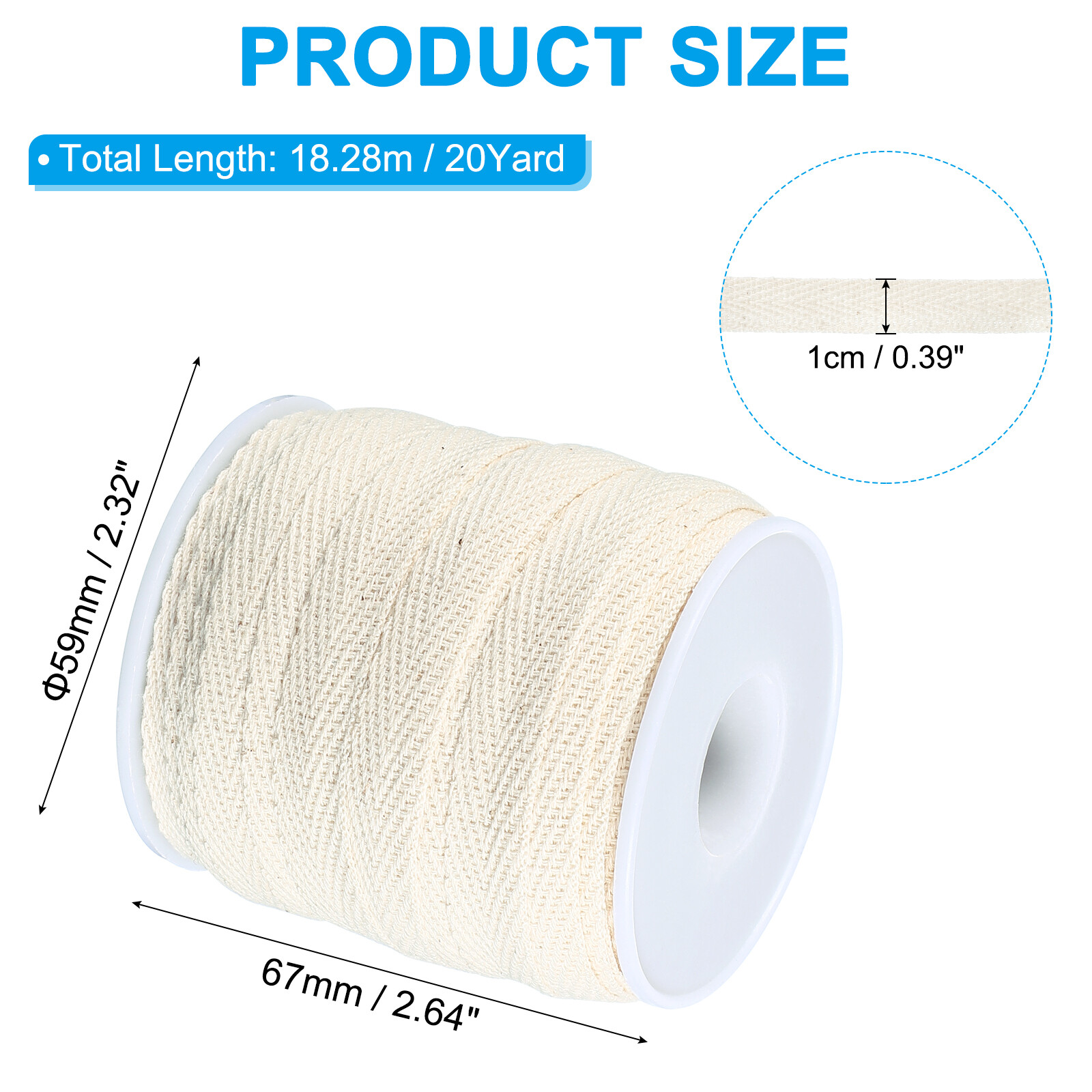 10mm x 66feet Inch Flat Drawstring Cord Drawstring Replacement, Beige