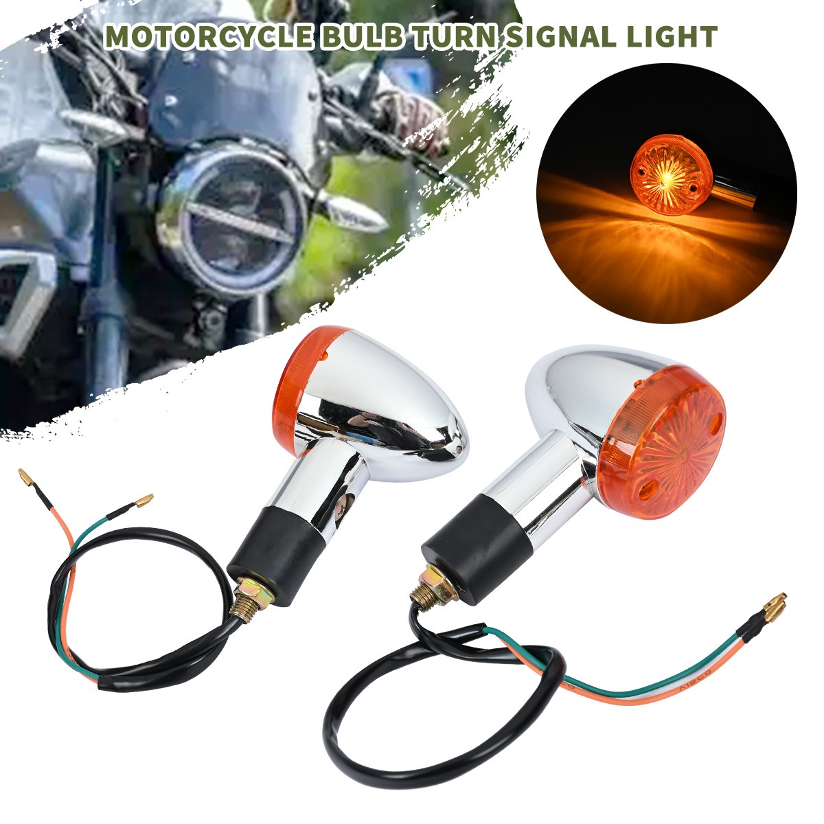 2x Turn Amber Turn Signal Lights For Suzuki Boulevard C109R C50 S 40 50 83 USA