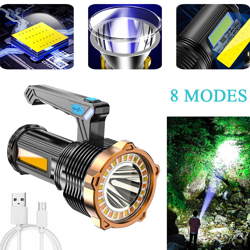 Super Bright LED Flashlight High Powered Torch USB Rechargeable Lamp