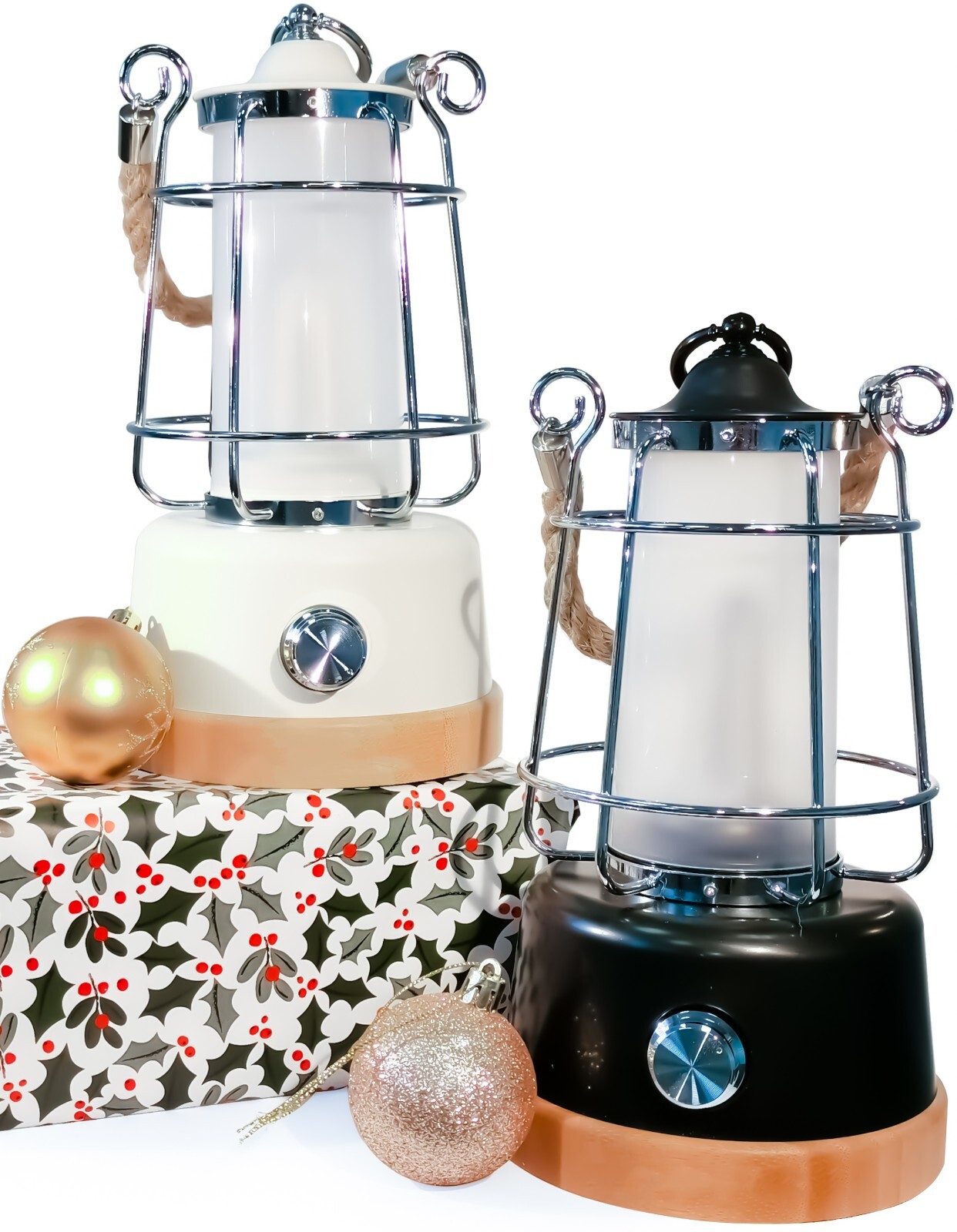 Retro Outdoor Water Resistant LED Lantern, Rechargeable, Dimmable