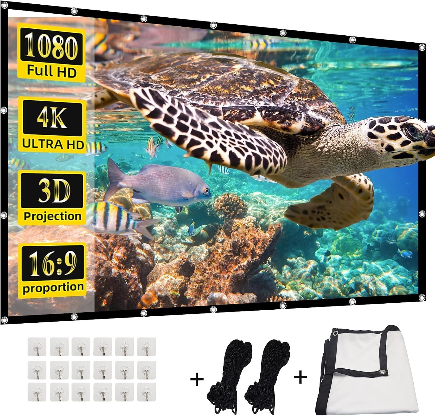 200" 4K HD Foldable Double-Sided Projector Screen for Indoor/Outdoor Use
