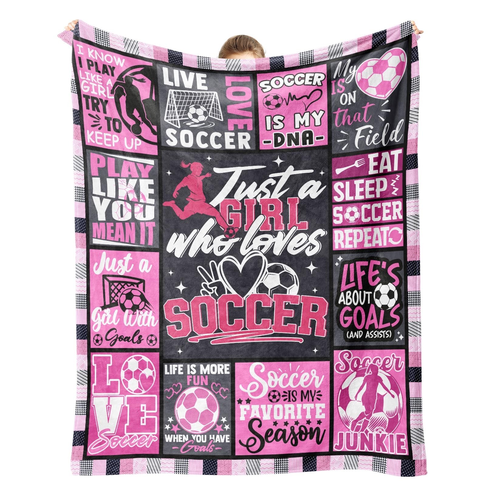 Soccer Gifts for Girls, Soccer Blanket for Girls, Soccers Stuff for Girl Socc...
