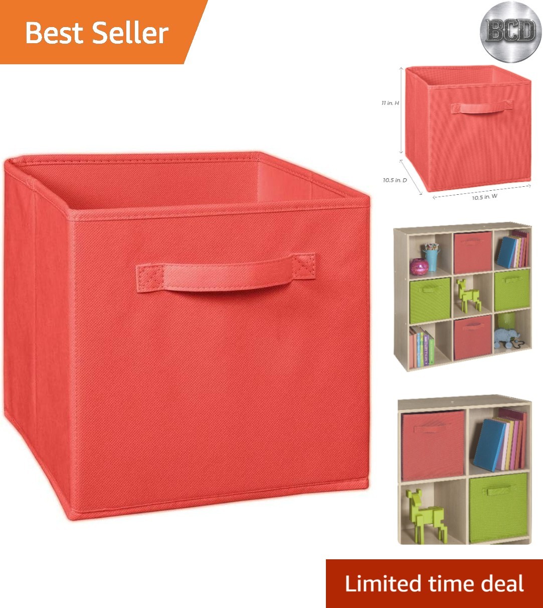 Stylish Coral Fabric Drawer with Convenient Handle - Ideal for Organization