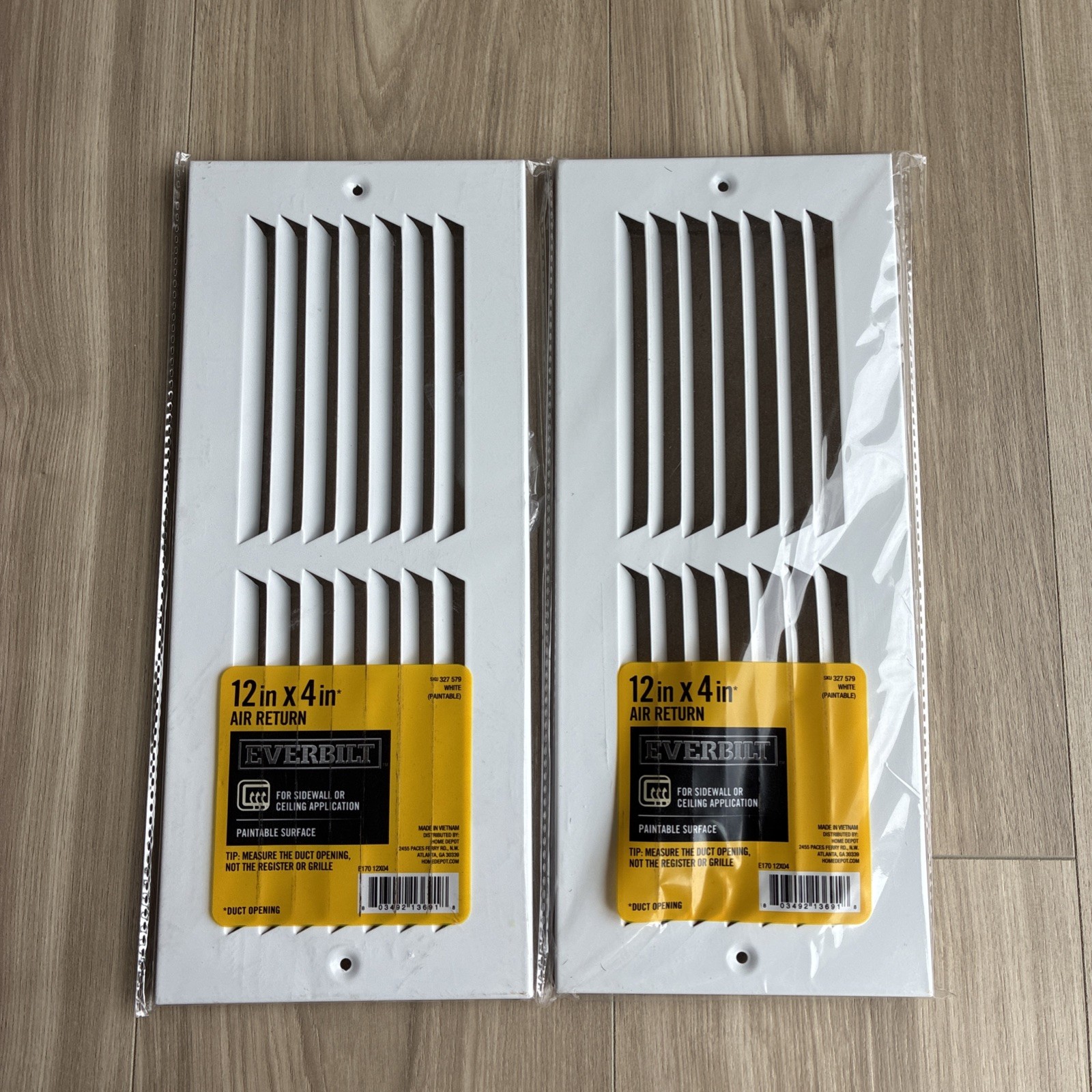 2-Everbilt 12 in x 4 in Air Return for Sidewall or Ceiling Application White