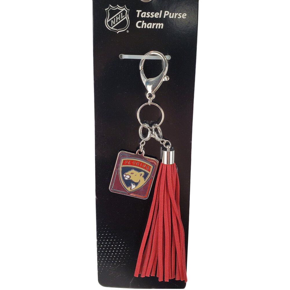 NHL Florida Panthers Tassel Purse Charm Logo Hockey Fashion Keychain Hook Clip