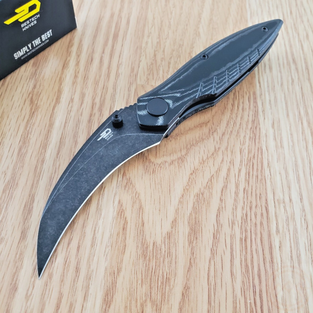 Bestech Knives Mantidae Folding Knife 3" 14C28N Steel Blade Black Micarta Handle