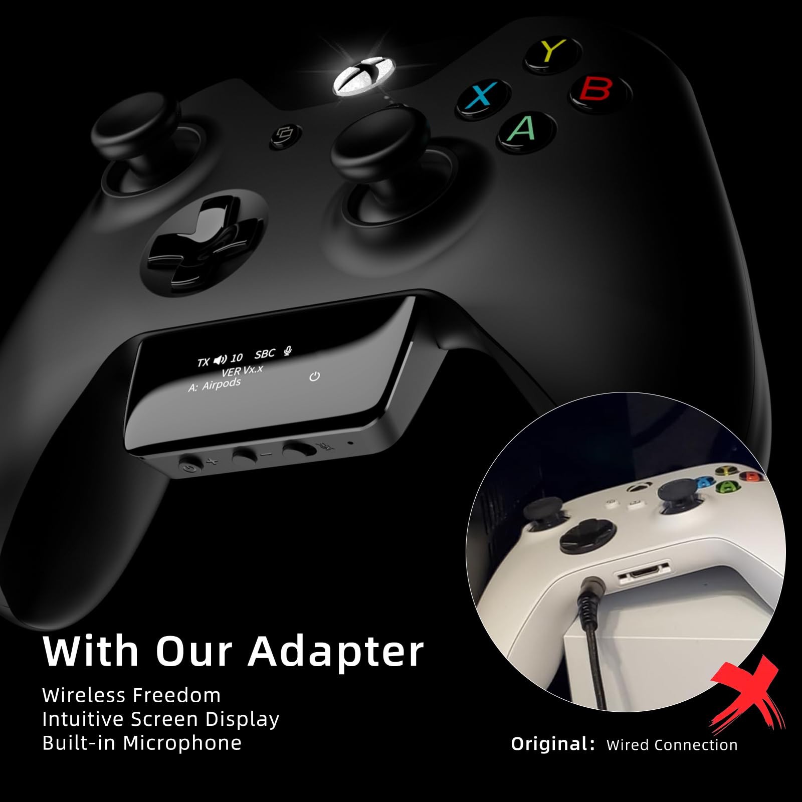 YOCOWOCO Bluetooth 5.2 Wireless Audio Adapter for Xbox One, Series Black