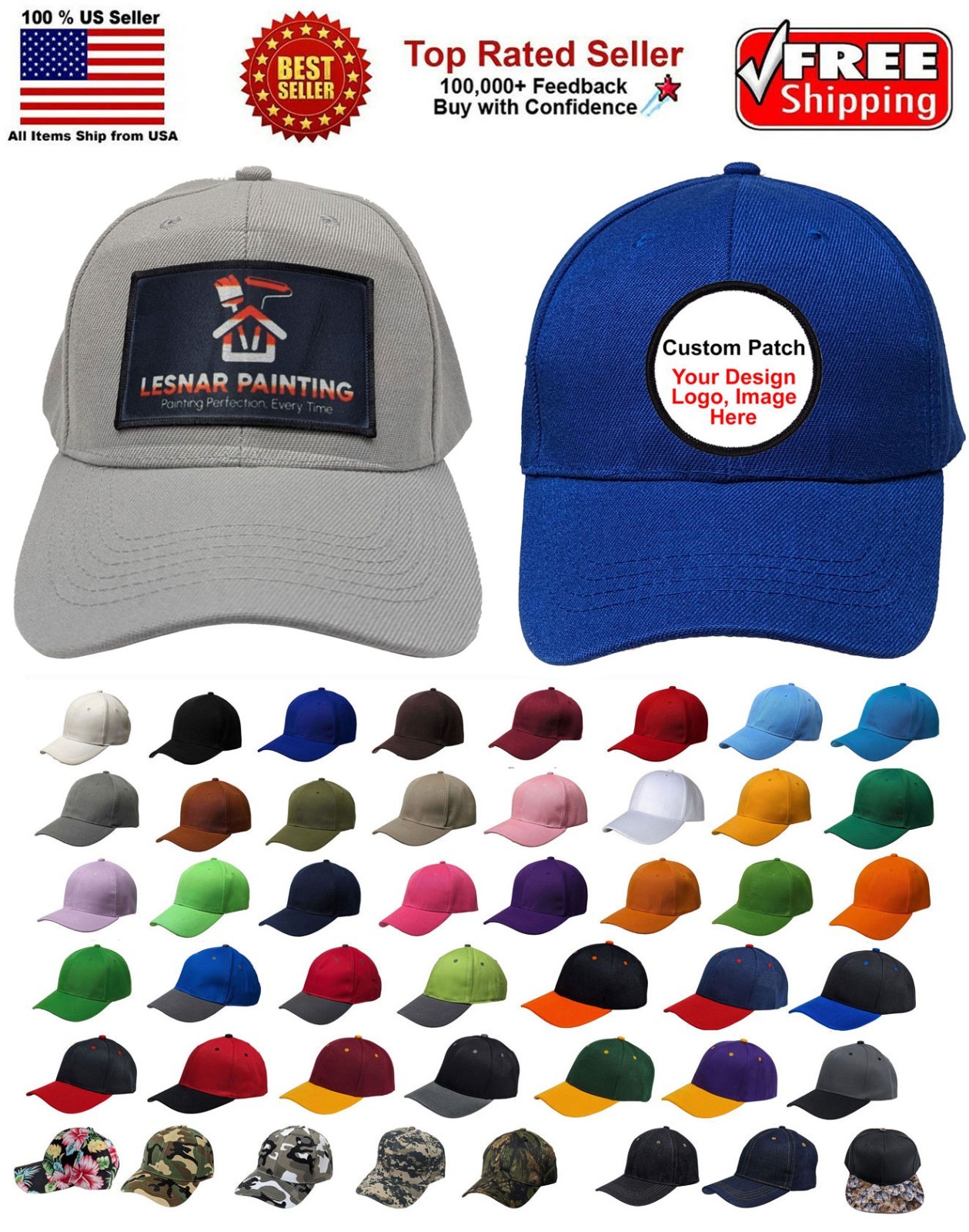 Personalized Image Design Patch Unisex Baseball Cap, Adjustable Hat, Custom Text