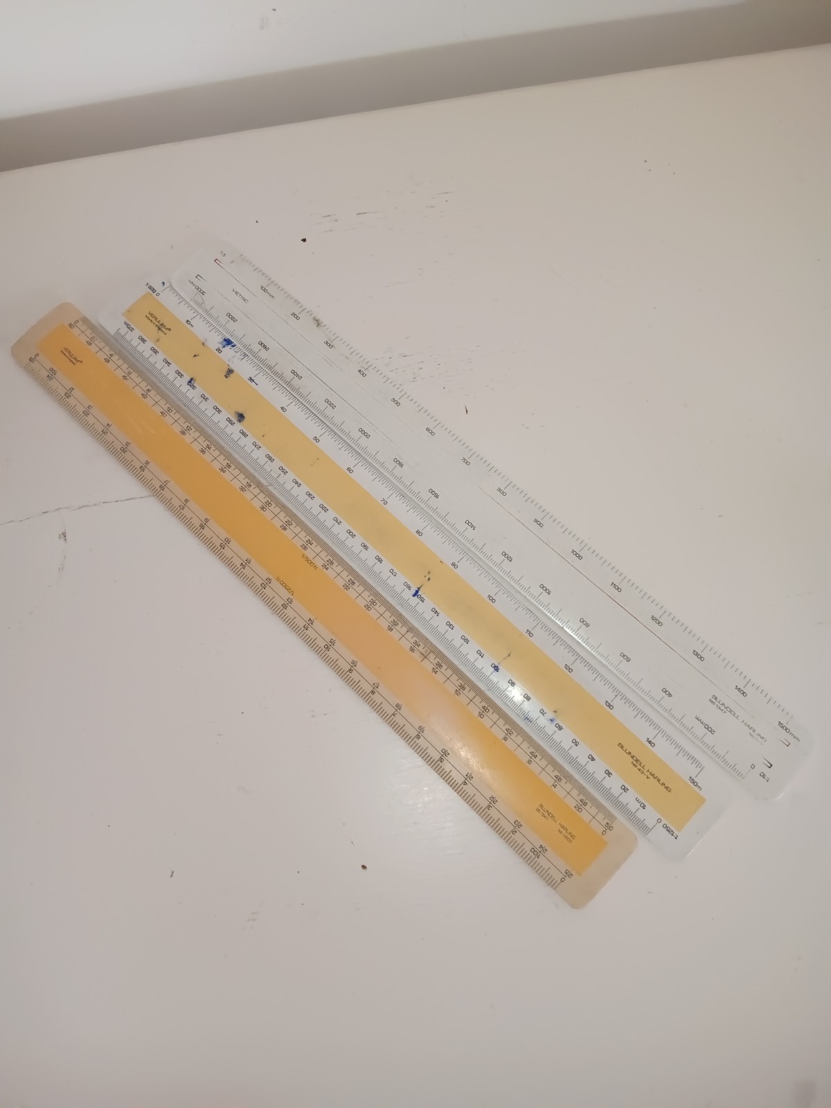 X3 Blundell Harling 13" Engineer Rulers BS1347 NºV203 Nº43-V Nº1-V Verulam