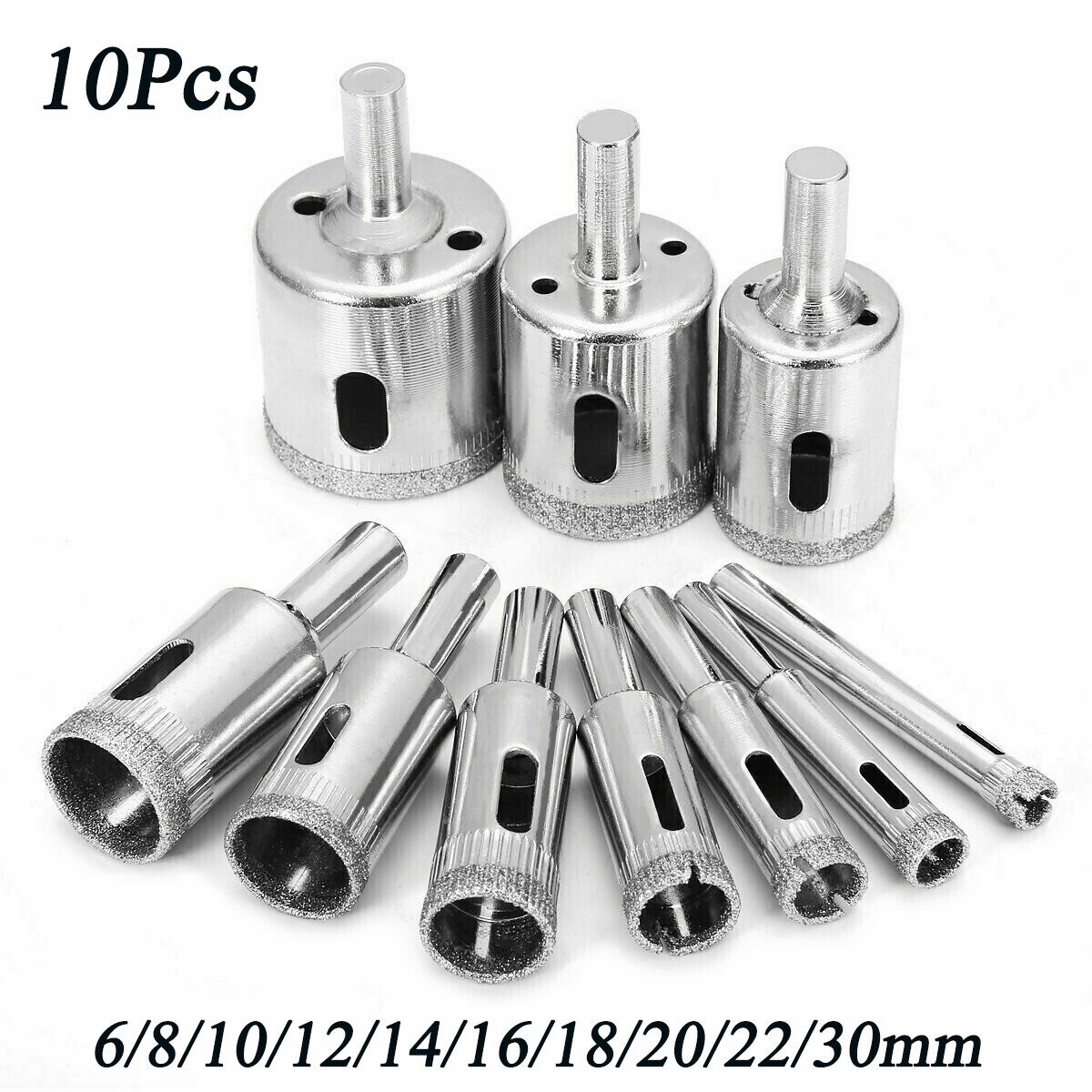 10pcs Diamond Hole Saw Kit Drill Bits Set Cutter Glass Ceramic Tile Porcelain