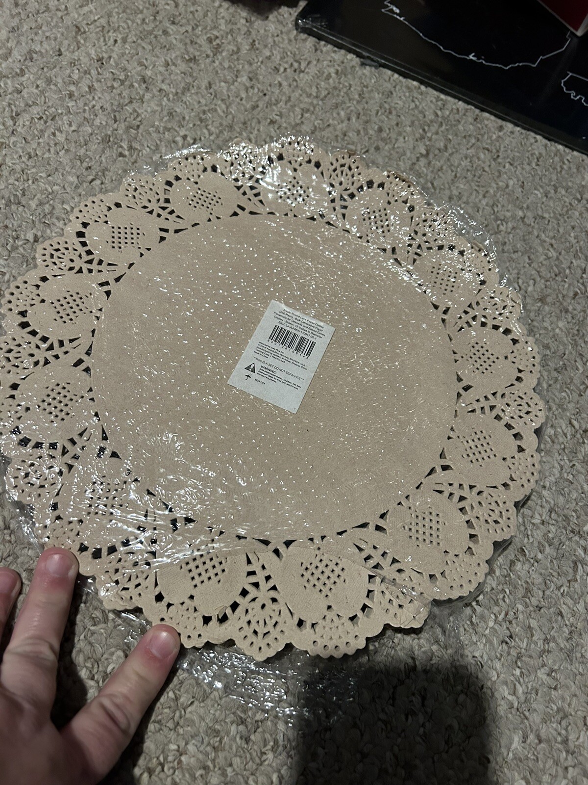Doilies 12 Inch Off White Taupe, Round Paper Placemats for Weddings, Desserts