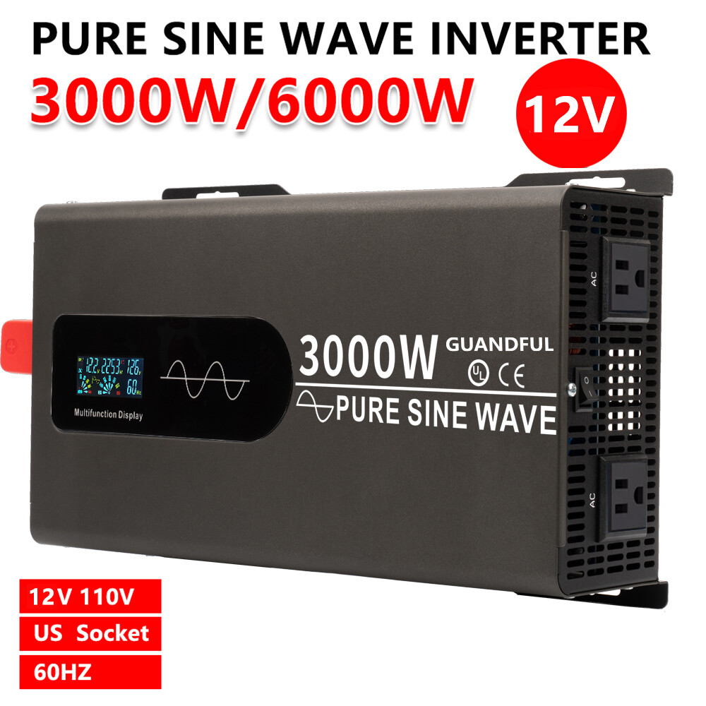 3500W 7000Watt Pure Sine Wave Power Inverter 12V DC to 110V120V AC LCD Converter