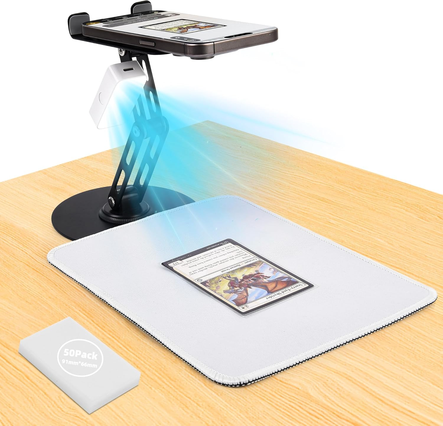 MTG TCG Card Scanner Stand LED Light Foldable Phone Holder