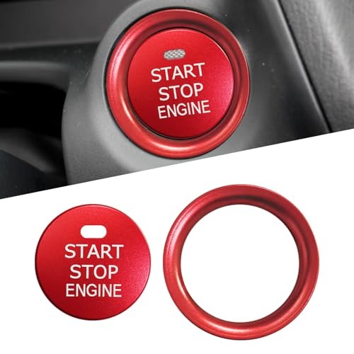 Bilisin Aluminum Engine Push Start Button Cover Trim Compatible with Mazda-Red