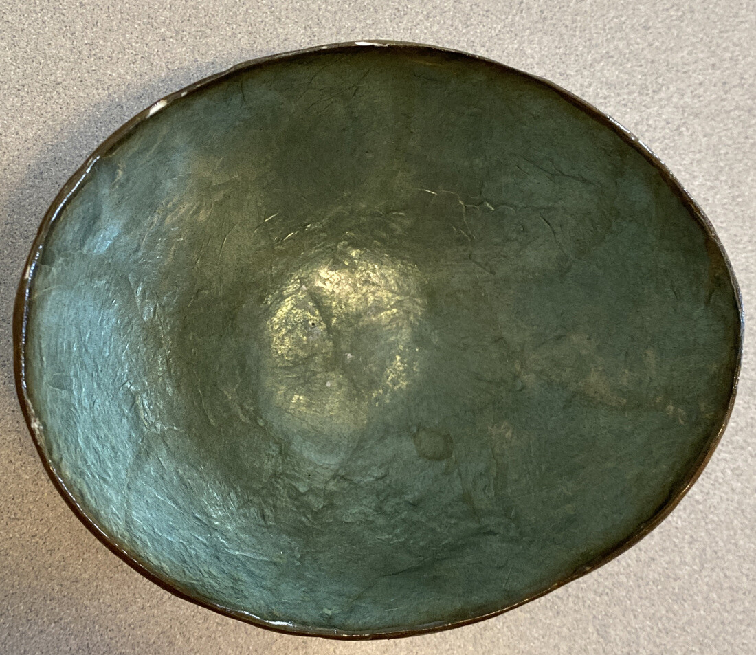 Gouda Coconut Bowl W Green Mother Of Pearl Inlay Handmade 5.5 X 3.5. Philippines