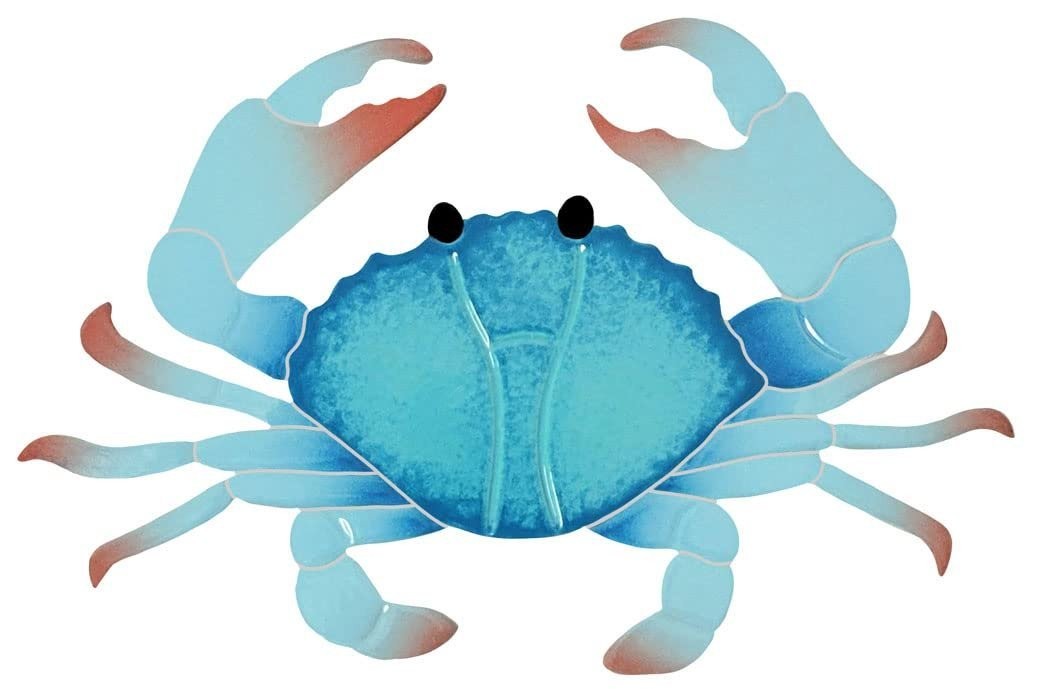 Crab Ceramic Swimming Pool Mosaic (5" x 8", Aqua)