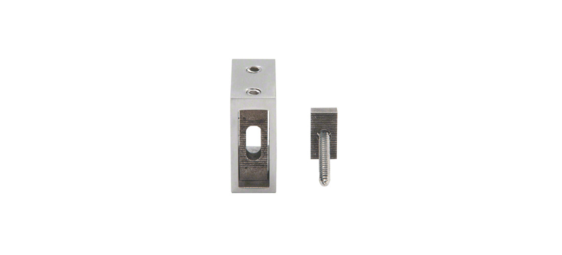 Brushed Stainless Adjustable Height Track Holder Fitting for Wall - pack of 2