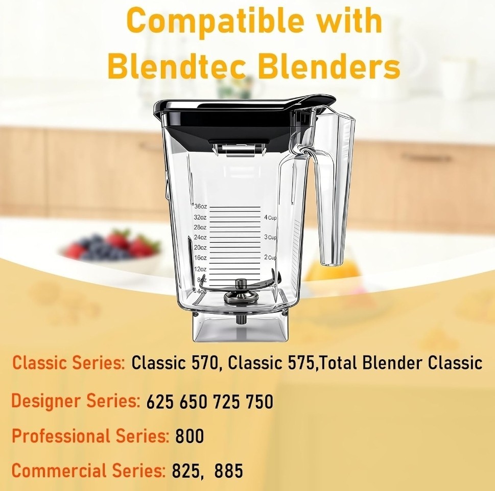 Blendtec Wildside Plus 90 Oz Jar Replacement Compatible Blender Container