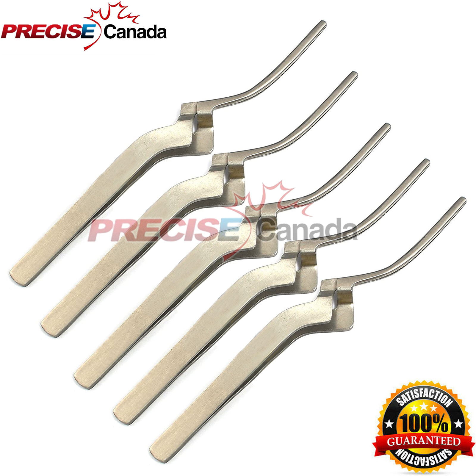 5 Pcs Dental Articulating Paper Holder Serrated Pliers Tweezers Curved Stainless