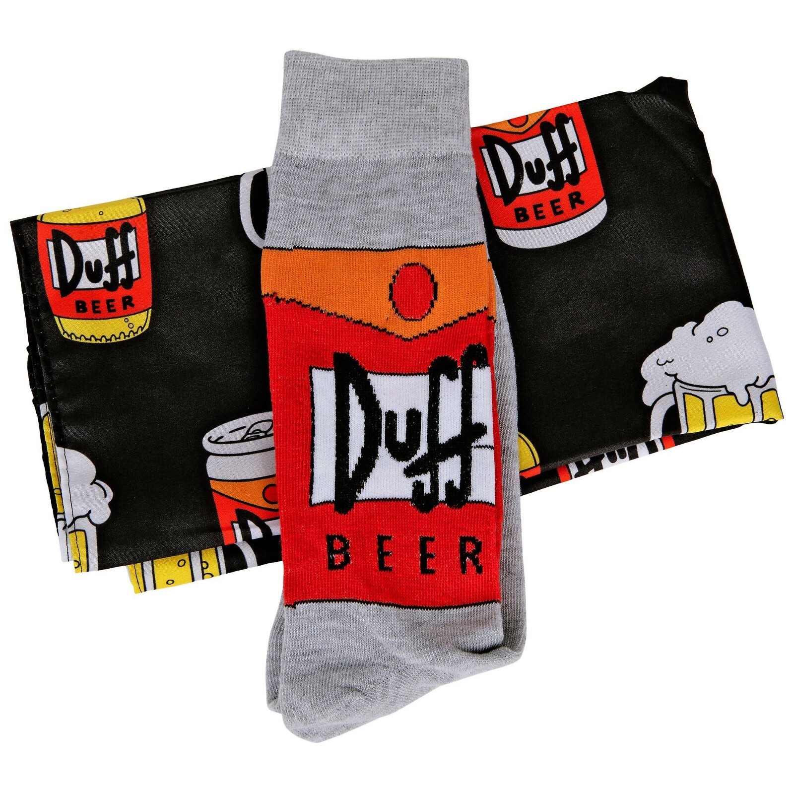 The Simpsons Duff Beer Mens Crew Sock & Bandana Combo New