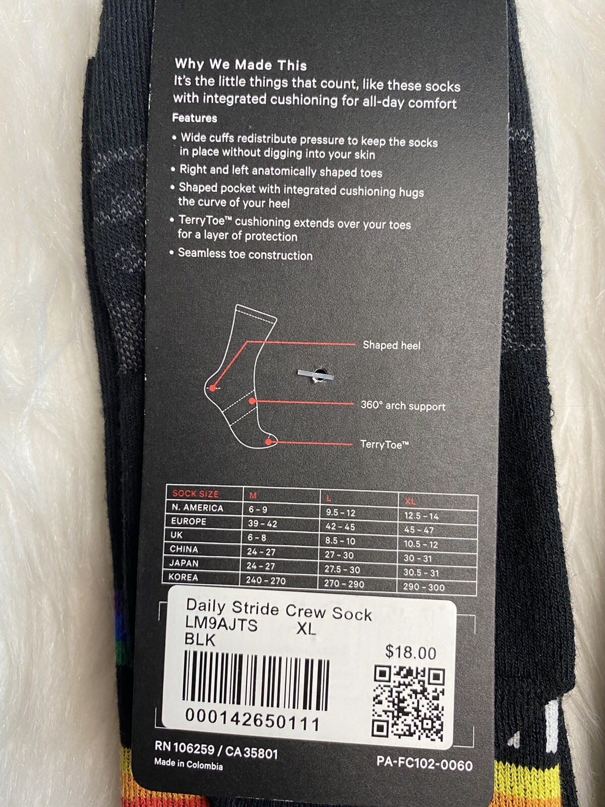 Lululemon Men's Daily Stride Crew Sock Stripe Wordmark Black Size XL New Lot 2