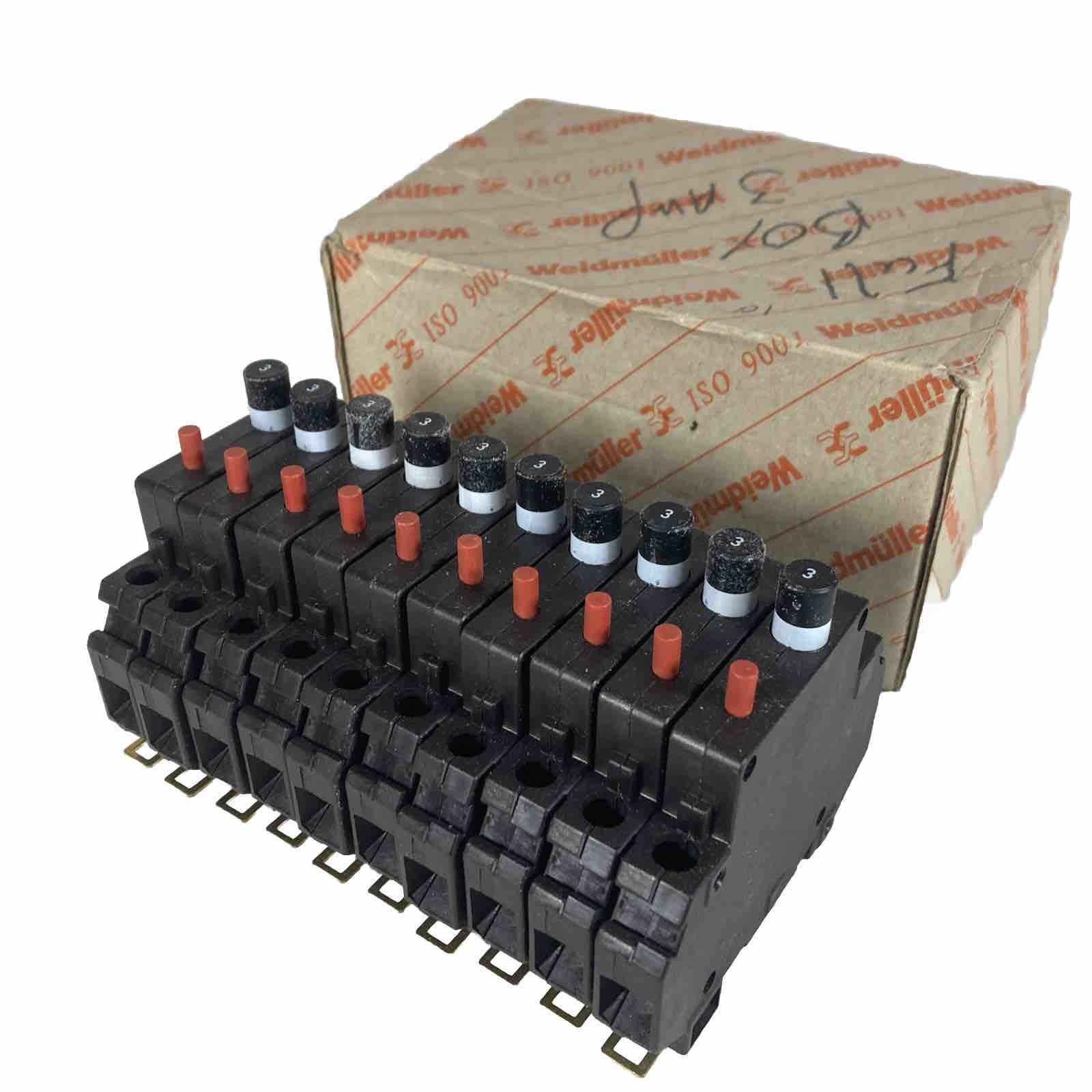 Box of 10 - Weidmuller Circuit Breakers 910170, 3A, AC250V, DC65V - Brand New