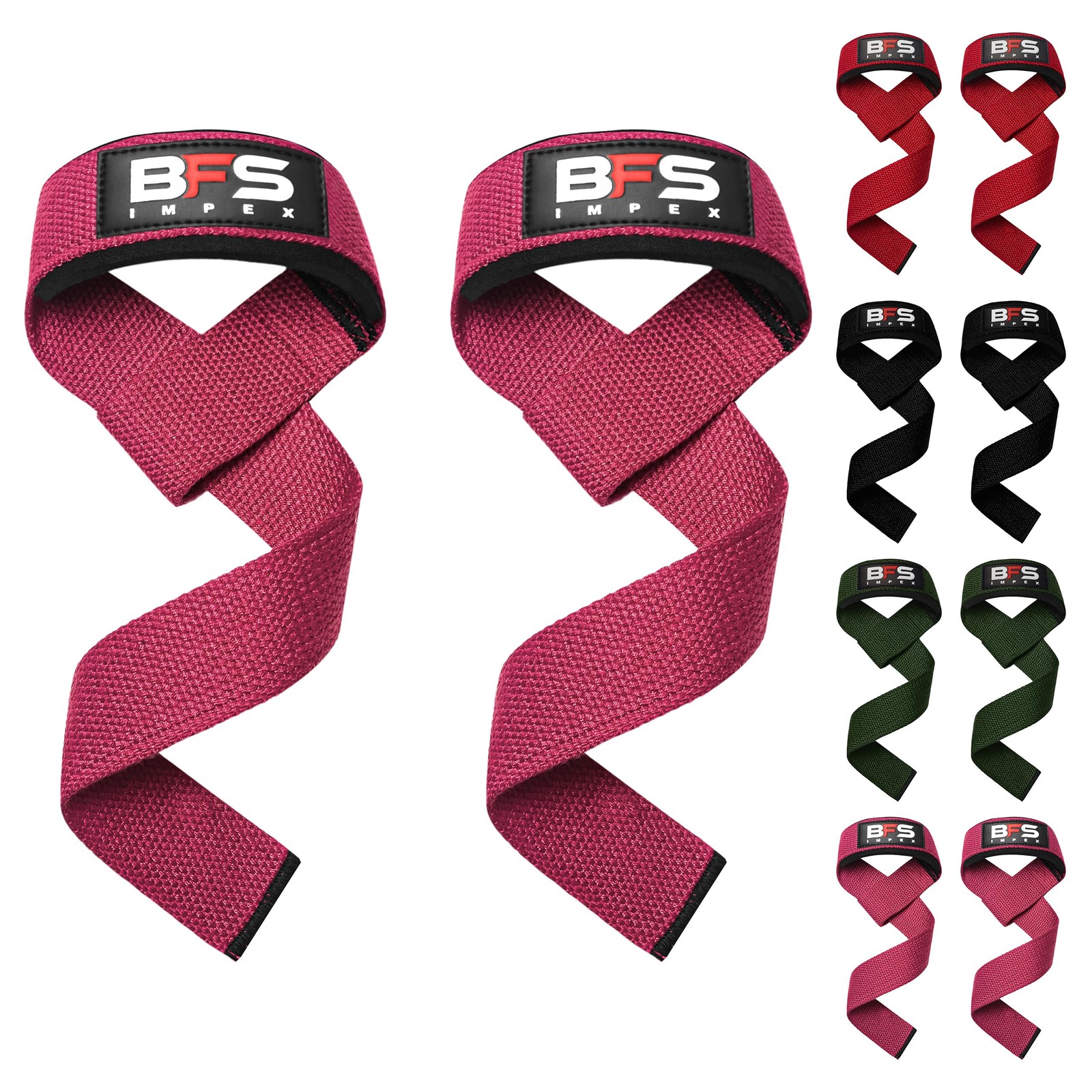 BFS IMPEX Lifting Straps for Weightlifting, Weightlifting Cotton PINK