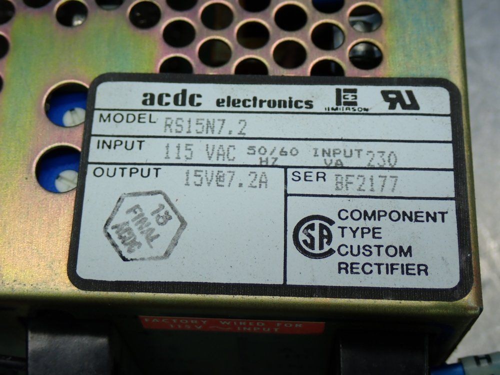 ACDC ELECTRONICS POWER SUPPLY UNIT RS15N7.2