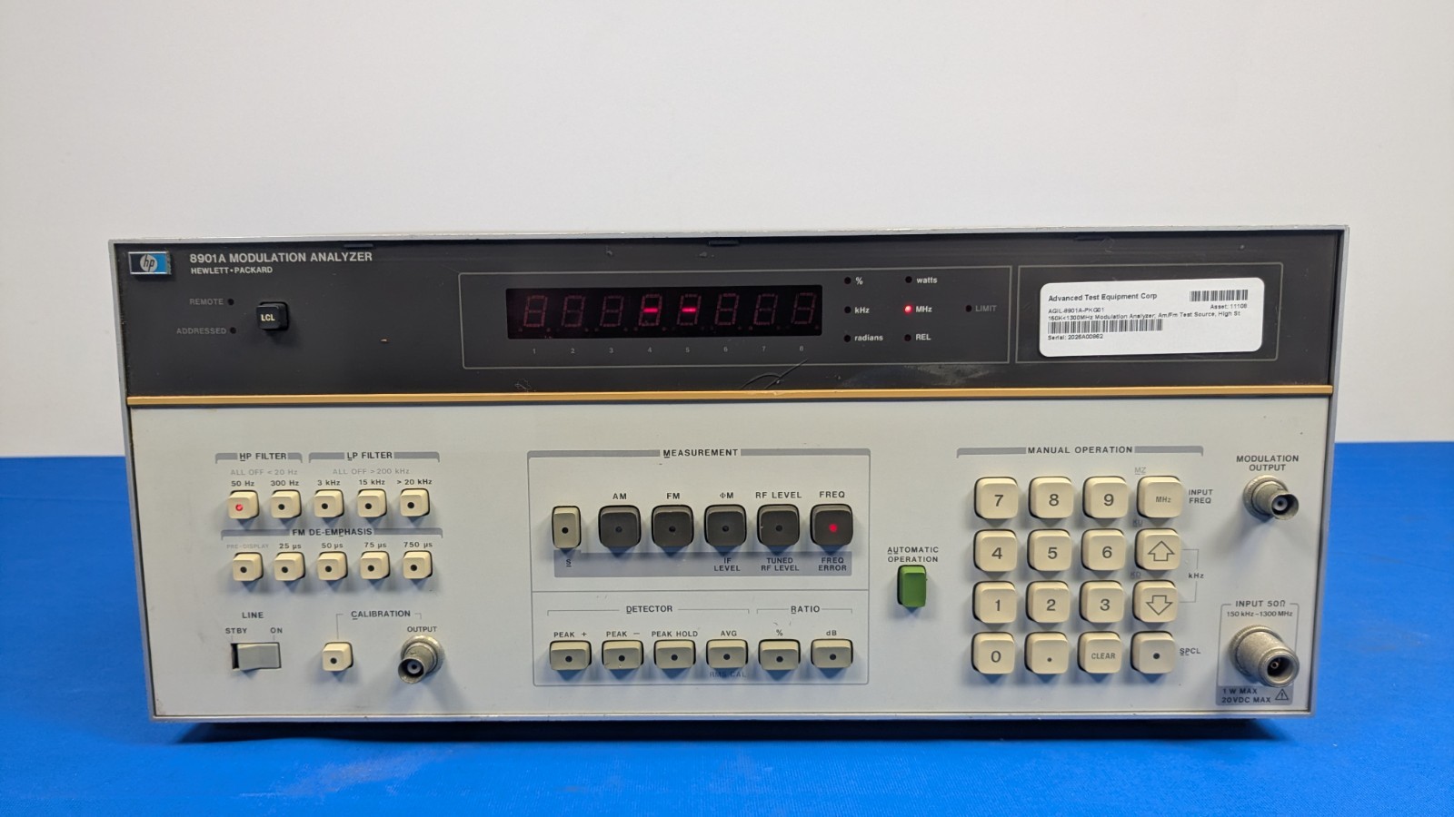 Agilent Technologies 8901A-002,010 150K 1300MHz Modulation Analyzer