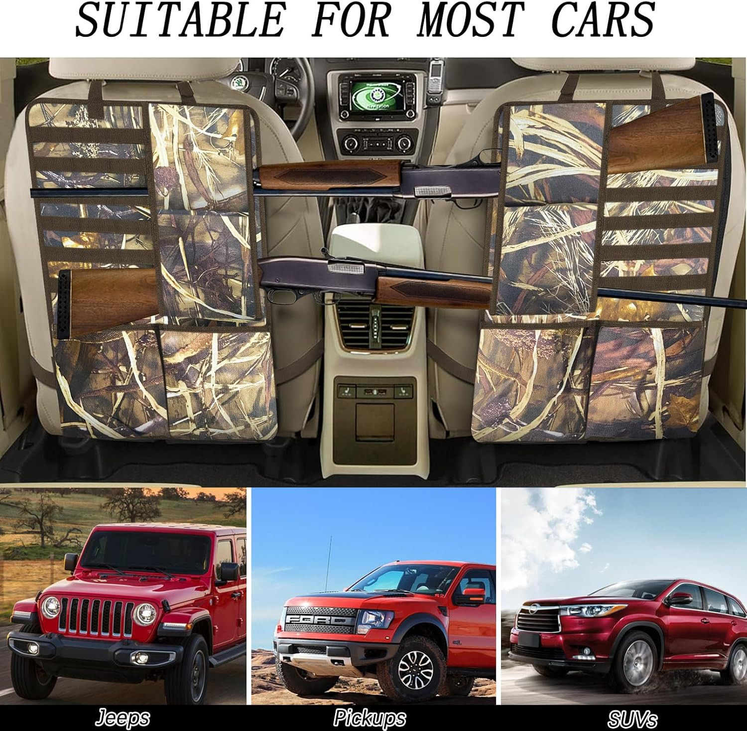 Car Seat Back Gun Rack, 2 Pack Automotive Truck Racks for Hunting Gear, Seat Bac