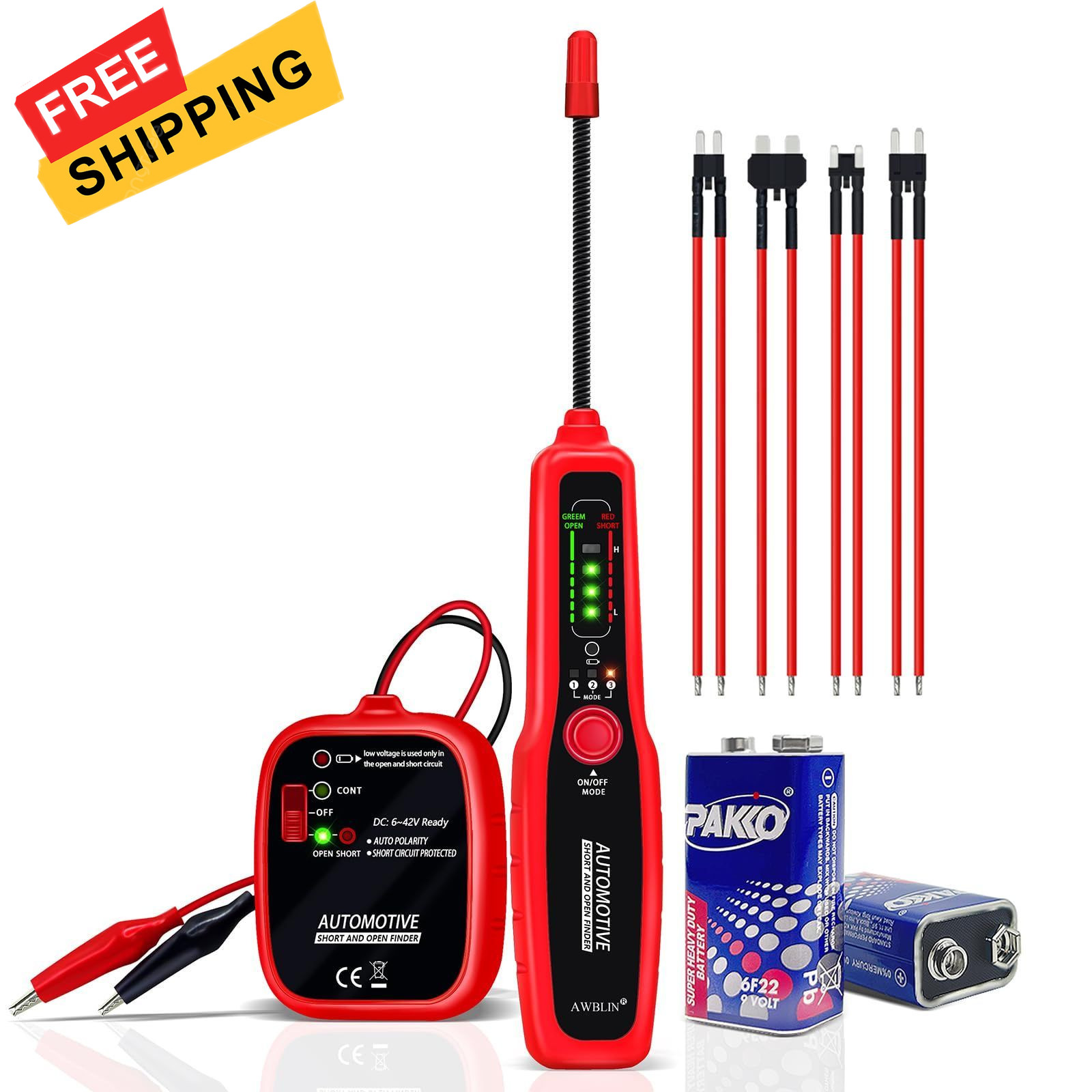 AWBLIN Wire Tracer Automotive Electrical Open & Short Finder Circuit Red