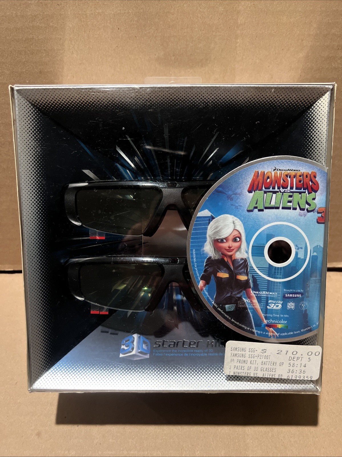 Samsung 3D Starter Kit  Active Glasses & Monsters VS Aliens 3D Blu-Ray NEW