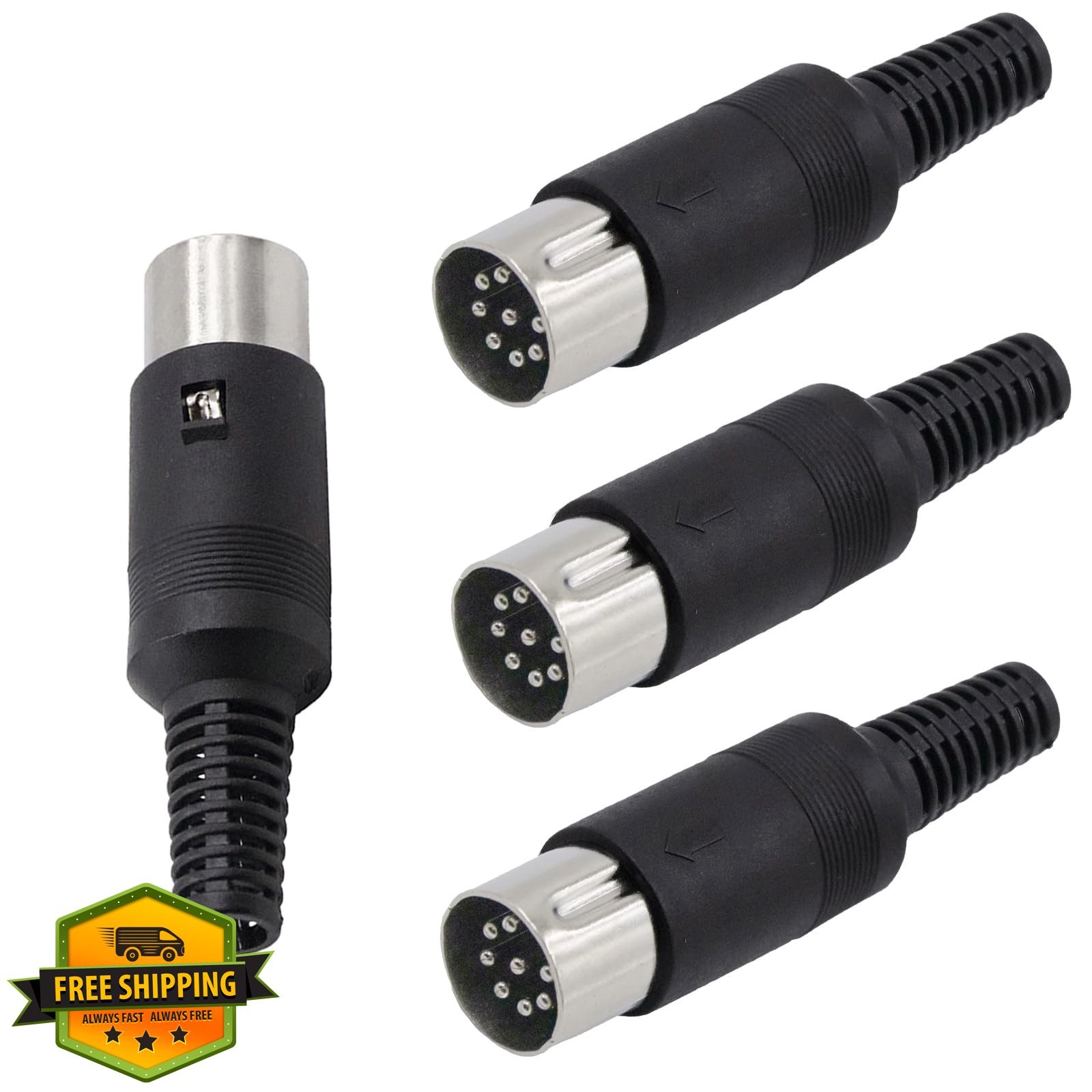 4x 8 Pin DIN Male Plug, Solder Connector for MIDI AV Cable Keyboard