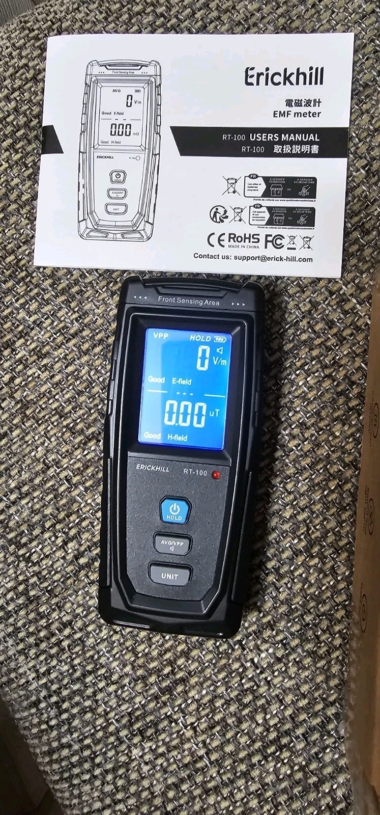 Erickhill Rechargeable EMF Tester Electromagnetic Radiation Tester RT-100