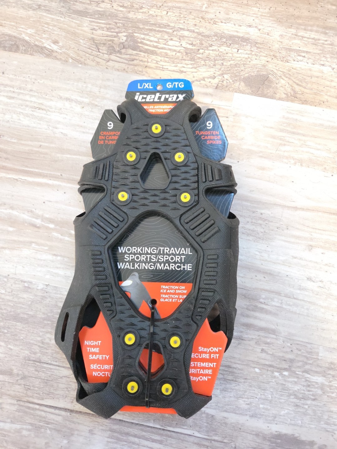 Icetrax Snow Trax L/XL Ice Cleats Slip On For Shoes Traction Aids StayOn Toe Cap