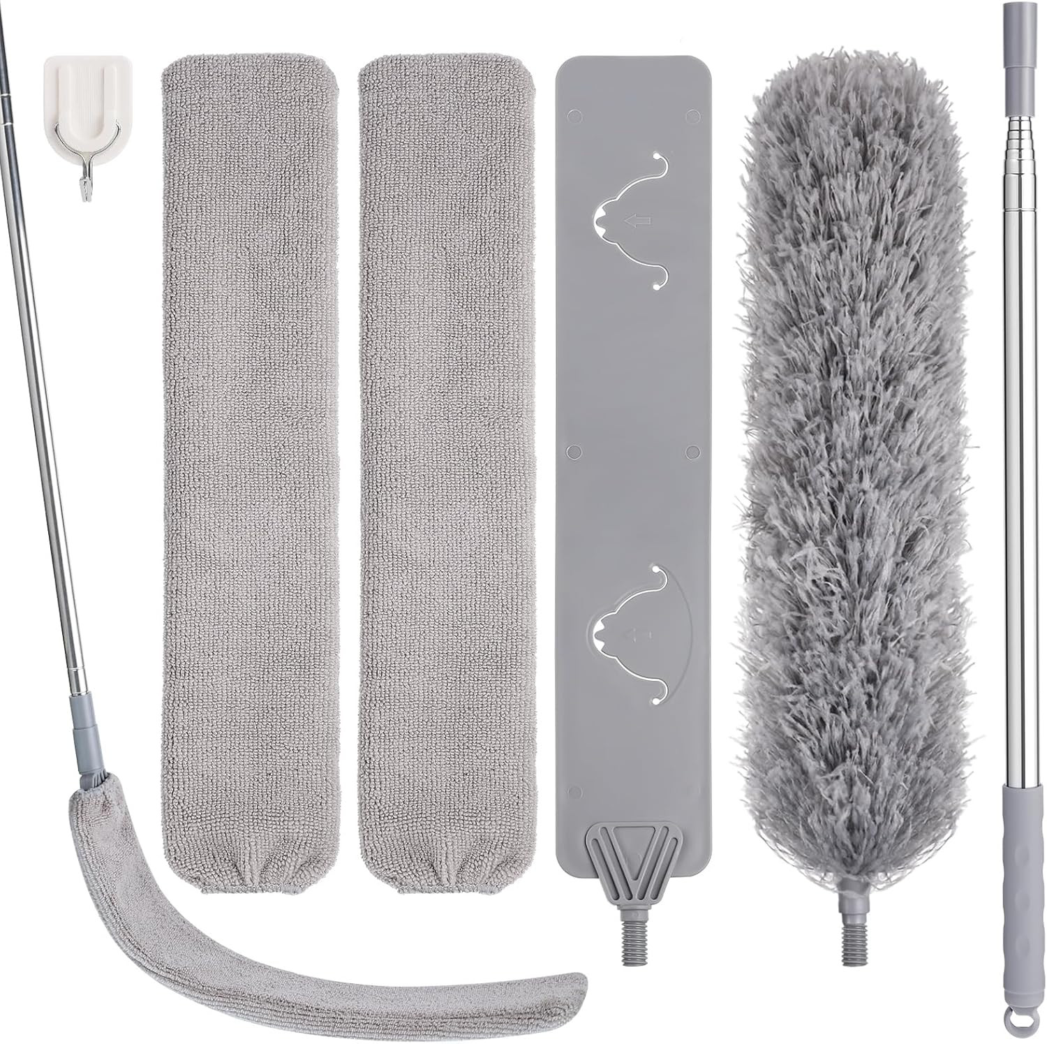 Feather Duster Set (4 Pieces), 30-100 Inch Microfiber Retractable Gap Duster for