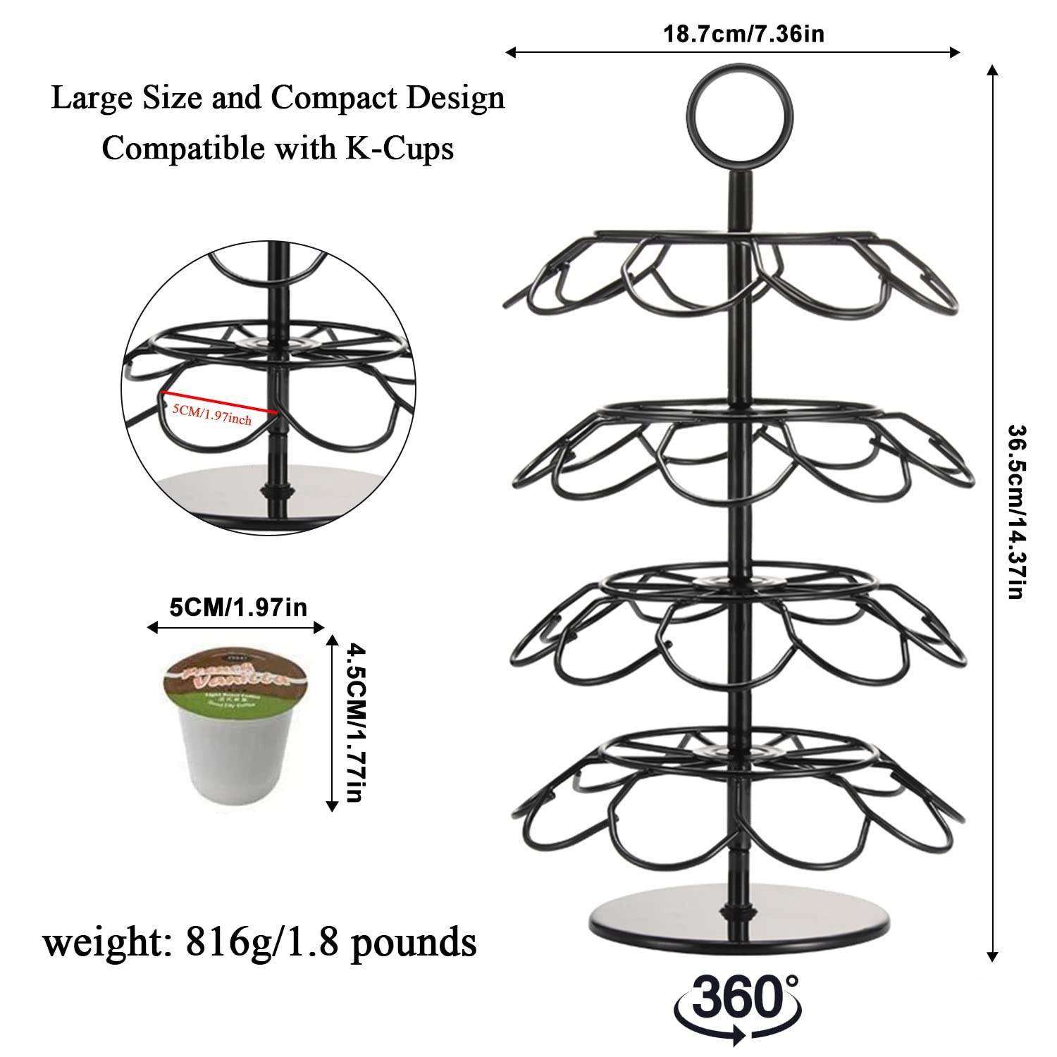 Coffee Pod Carousel Holder,Compatible with K-Cups Organizer Compatible with 3...