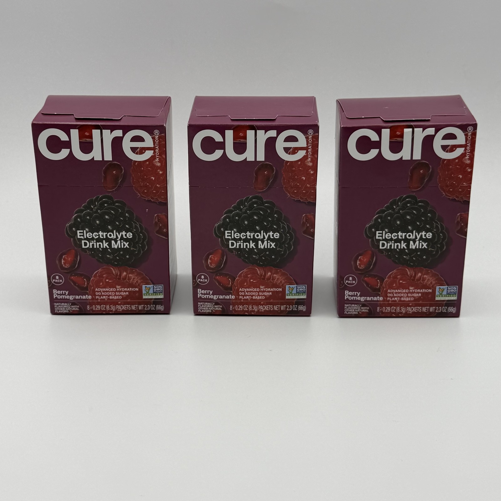 Cure Hydration Electrolyte Drink Mix Berry Pomegranate 8-Pack (3 Boxes Total)