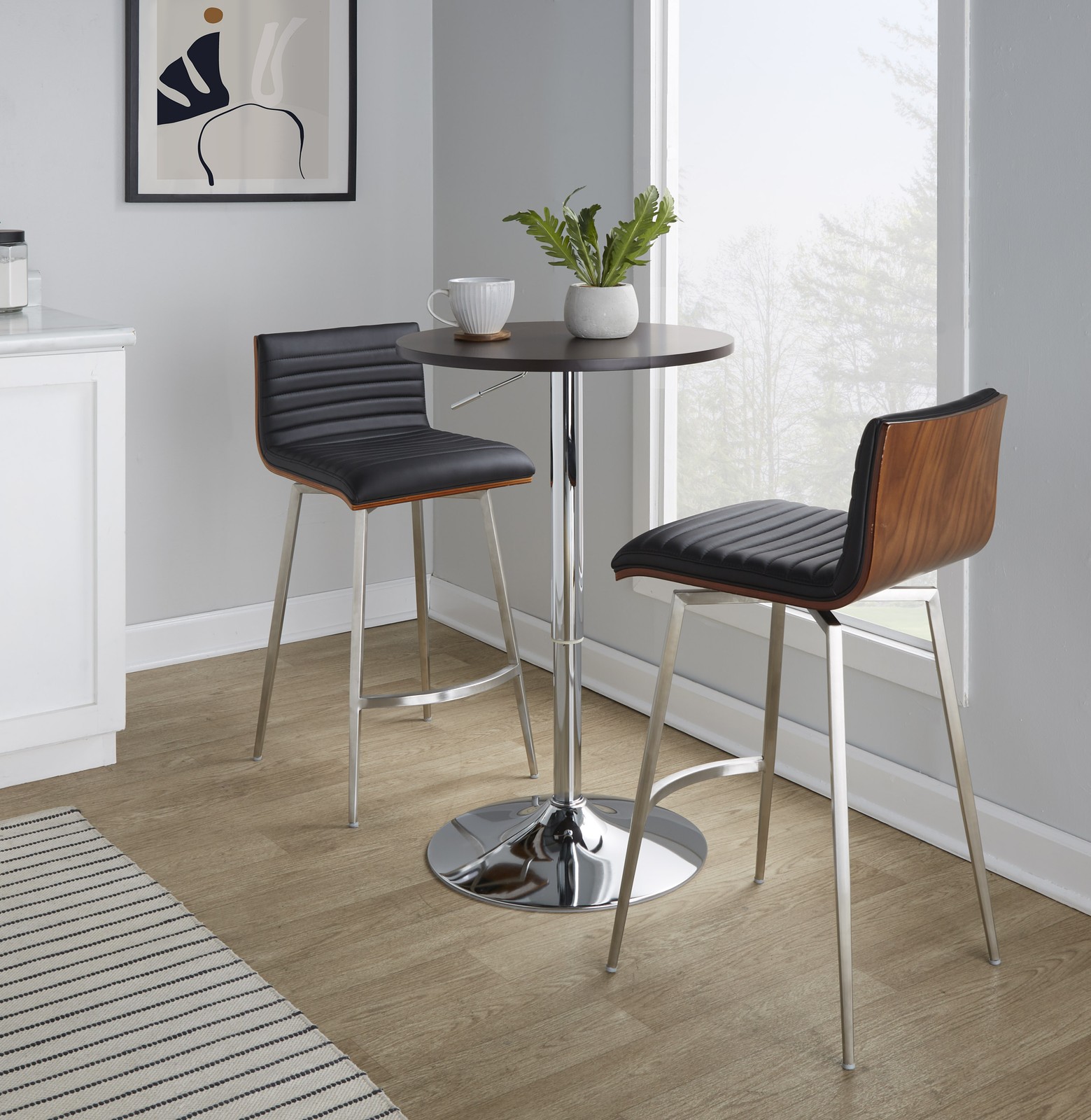 Adjustable Contemporary Bar Table in Brown by