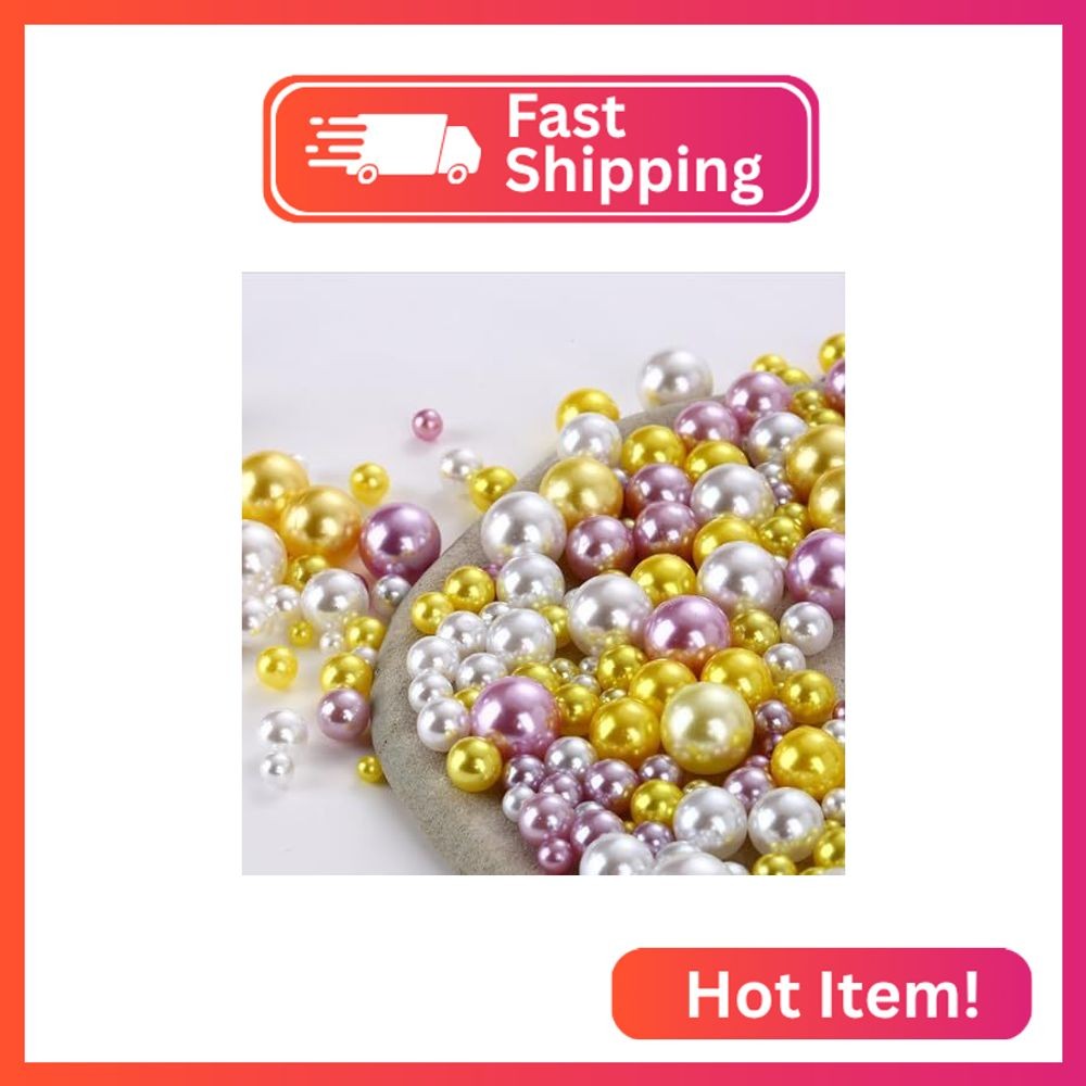 1000PCS Assorted Pearls Beads No Holes, 3-10mm Crafts No Hole Pearls, Loose Pear