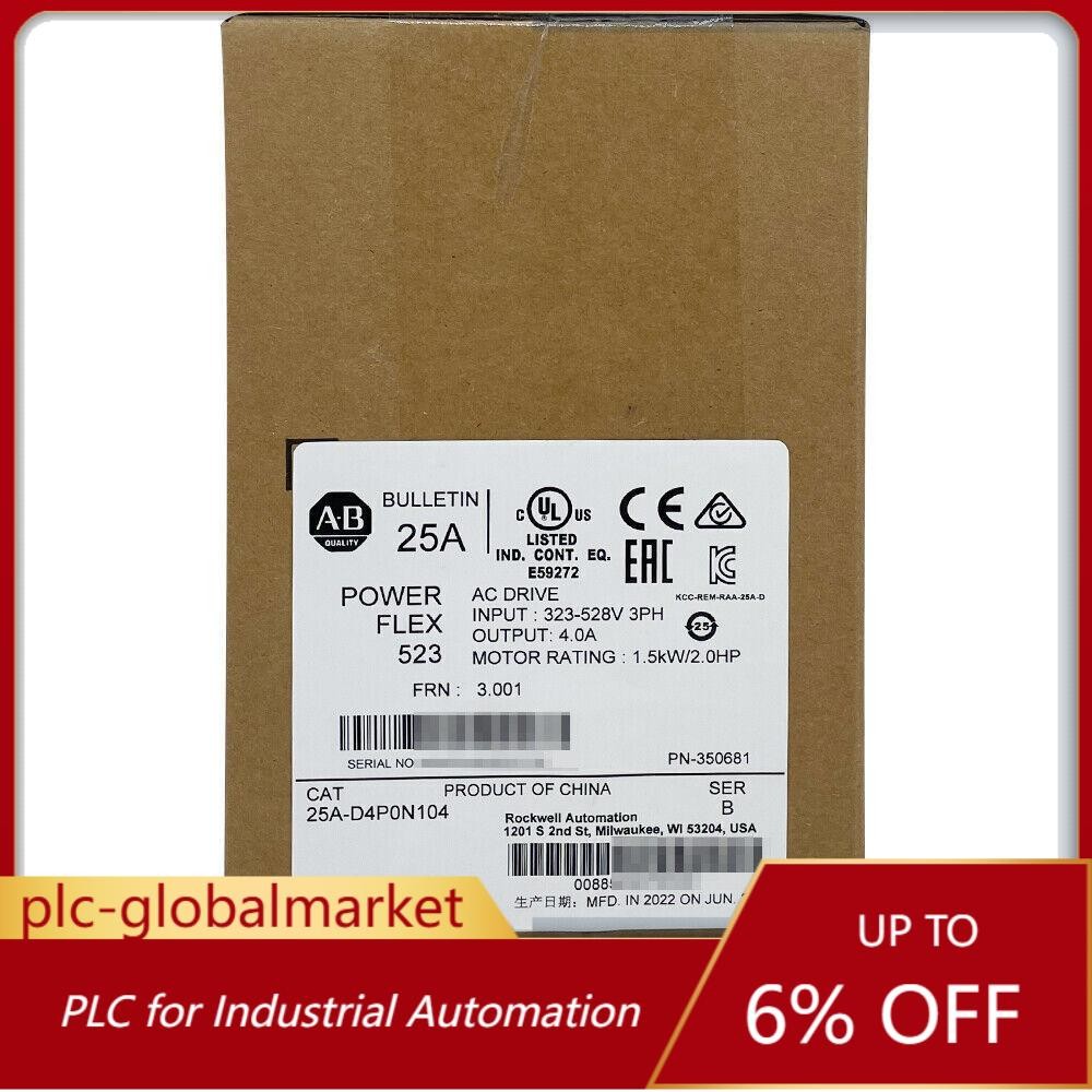 NEW Sealed AB 25A-D4P0N104 /B PowerFlex 523 AC Drive - 1.5kW 2Hp US Free Tax