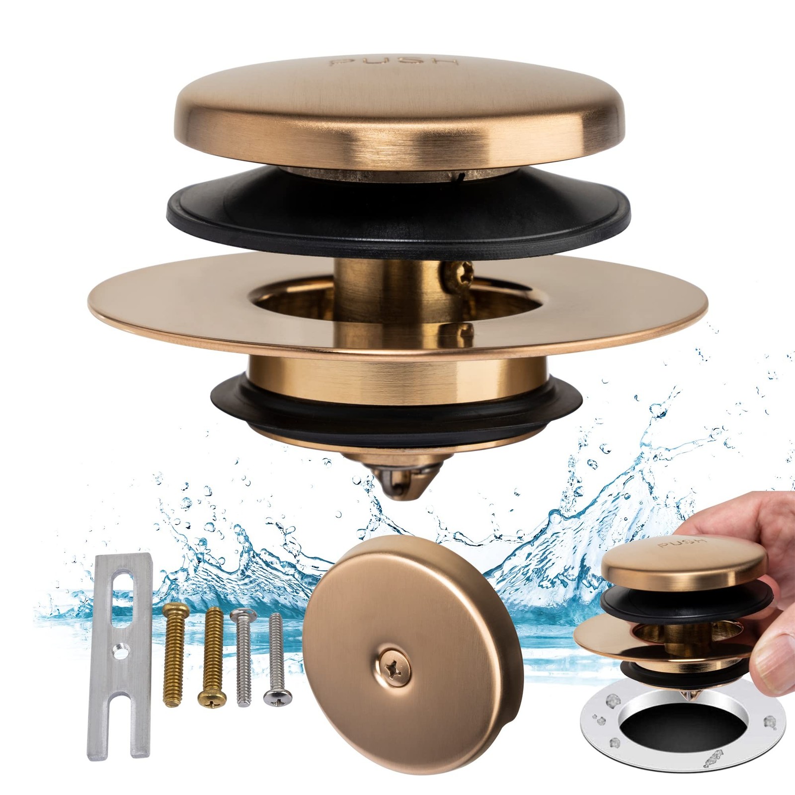 Champagne Bronze Universal Tub Drain Tip Toe Tub Conversion Kit Assembly, Art...